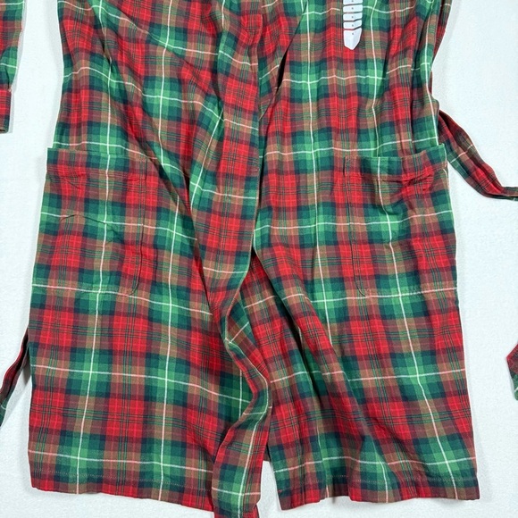 Duluth Trading Co men’s cotton robe Red green plaid - Picture 7 of 10